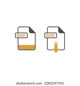 BAK Format Download Icon - Format Extension File Icon Vector Illustration For Web and Graphics Design.