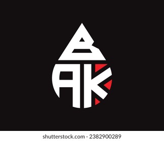 BAK letter water drop shape logo design. BAK drop logo simple design.