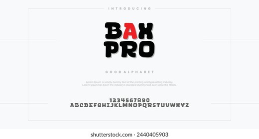 BAK PRO abstract minimal shape alphabet fonts. Typography vintage vector illustration