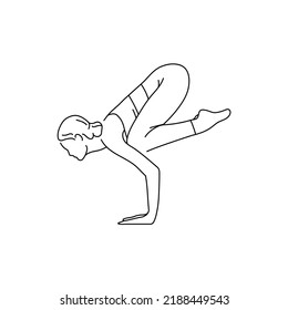 Bakasana pose crane color line illustration. Pictogram for web page, mobile app, promo.