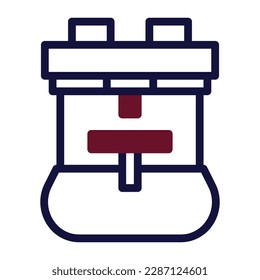 bakcpack icon duotone maroon navy colour military illustration vector army element and symbol perfect. Icon sign from modern collection for web.