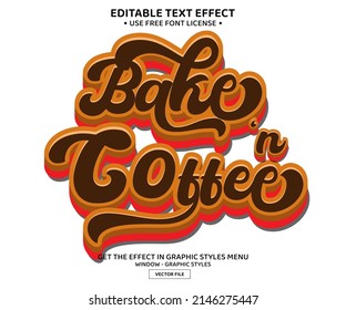 Bake and coffee 3D editable text effect template