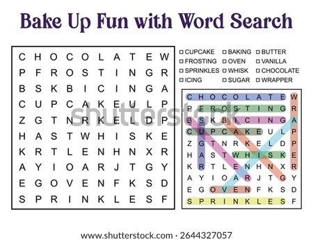 Bake Up Fun with Word Search Printable Cupcake Puzzle Activity for Kids and Baking.Themed Learning Fun