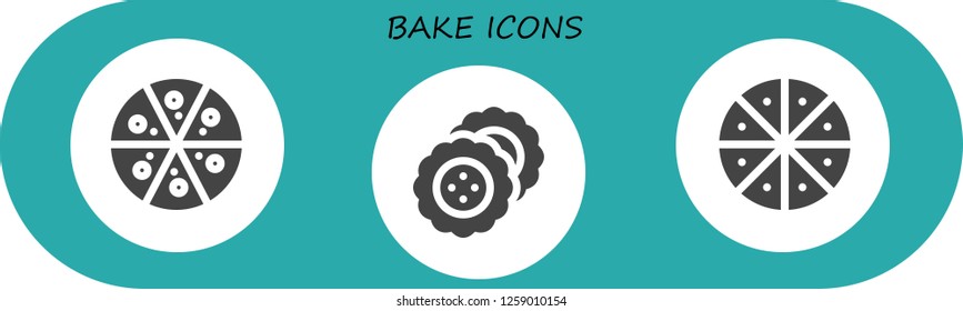  bake icon set. 3 filled bake icons. Simple modern icons about  - Pizza, Biscuit