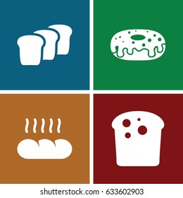 Bake icons set. set of 4 bake filled icons such as donut