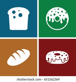 Bake icons set. set of 4 bake filled icons such as bread