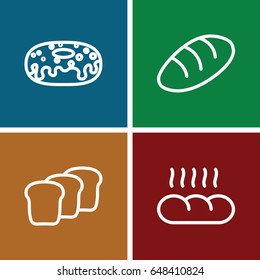 Bake icons set. set of 4 bake outline icons such as bread