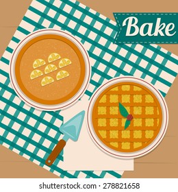 Bake illustration. Flat design in retro colors. 