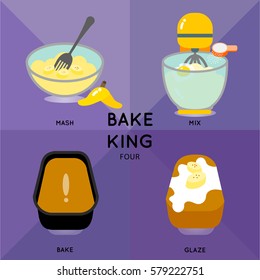 BAKE KING FOUR
The illustration show how to make banana muffin loaf.