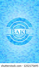 Bake light blue emblem. Mosaic background