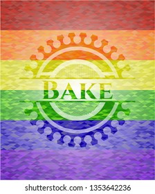 Bake on mosaic background with the colors of the LGBT flag