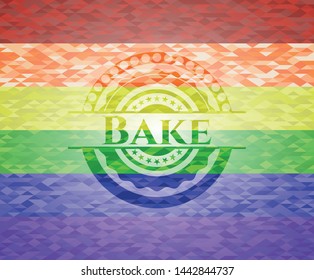 Bake on mosaic background with the colors of the LGBT flag
