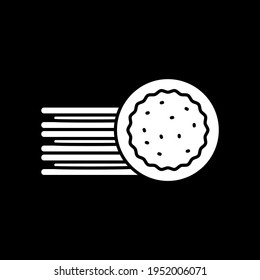 Kuchenbacken im Ofen dunklen Modus Glyph-Symbol. Konditorei. hausgemachtes Gebäck. Lebensmittelprodukt und Lebensmittel. Pizzateig kochen. Weißes Silhouettensymbol auf schwarzem Raum. Vektorgrafik einzeln
