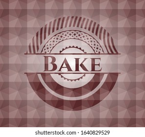 Bake red emblem with geometric pattern. Seamless.