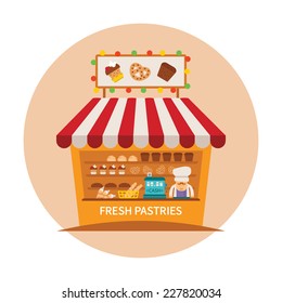 Bake shop or baking store vector concept