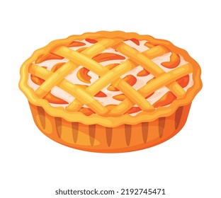 Baked Apricot Pie Made from Pastry Dough with Sweet Fruit Filling Vector Illustration