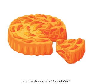 Baked Apricot Pie Made from Pastry Dough with Sweet Fruit Filling Vector Illustration
