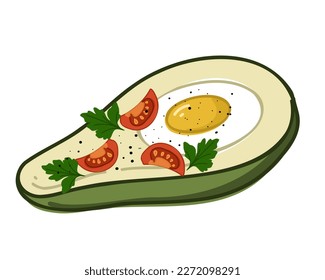 Vocado al horno con tomates y perejil. Ilustración del vector