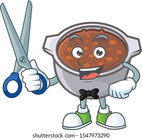 baked beans in bowl with barber mascot