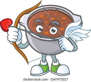baked beans in bowl with cupid mascot