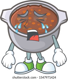 baked beans with crying on white background