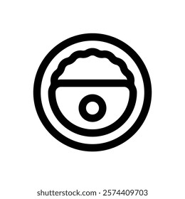 Baked beans and egg. Editable stroke vector icon.