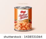 Baked beans tin package design in 3d illustration