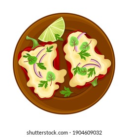 Pimienta horneada con relleno o relleno salvaje como ilustración tradicional del vector de Dish mexicano