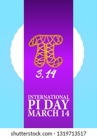Baked blueberry pie with Pi Symbol and ribbon. Pi symbol is mathematical constant  irrational number  greek letter. Abstract digital illustration for March 14th.