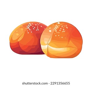 baked bread bun food icon isolated