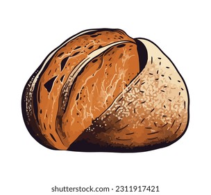 baked bread bun, a healthy snack icon isolated