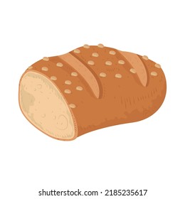 baked bread flat icon isolated