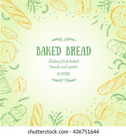 Baked Bread Frame. Vector vintage modern design