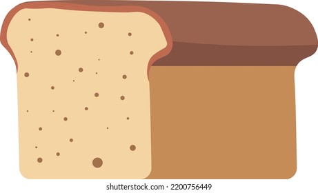 Baked bread, isolated loaf with crust. Tasty and nutritional food made of flour. Organic and balanced dieting and nourishment, patisserie shop or store, home made product. Vector in flat style