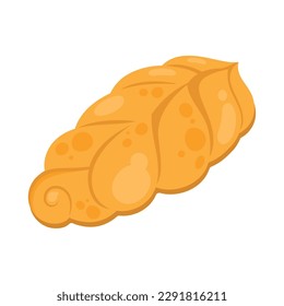 Baked bread with leaf shape over white