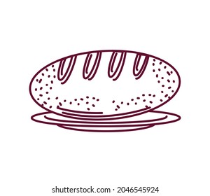baked bread in plate icon isolated
