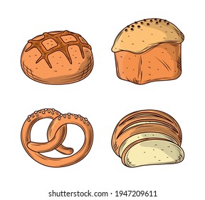baked bread pretzel bun set