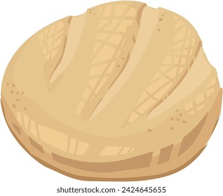 Pan al horno. Blanco redondo con una corteza crujiente.