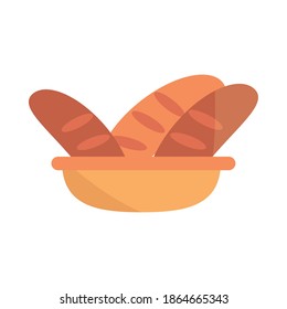 panes horneados en el menú de platos en la ilustración de un icono plano de dibujos animados vectores