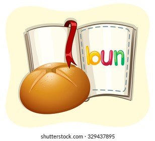 Baked bun and a book illustration