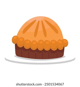 Baked cake dessert icon isolated on white.
