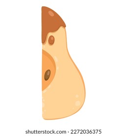 Baked caramelized pear. Sweet fruit dessert with caramel, honey, winter spices. Christmas seasonal yummy food. Homemade eating. Flat vector illustration isolated on white background.