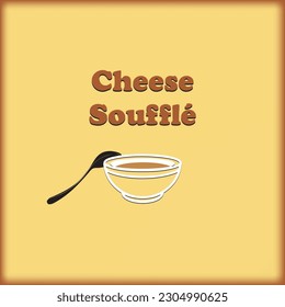 Baked cheese delicacy - Cheese Souffle. Vector illustration.