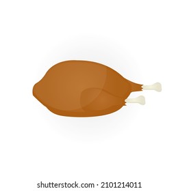 Baked chicken, icon, on a white background, vector illustration
