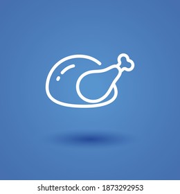 baked chicken line icon, outline vector illustration.
