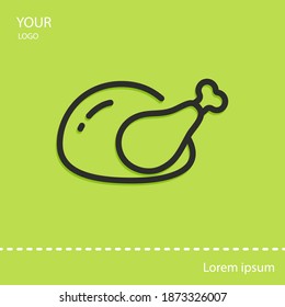 baked chicken line icon, outline vector illustration.