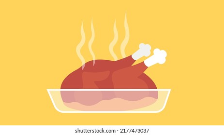 baked chicken on yellow background