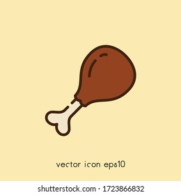 Baked chicken vector icon illustration. Ui/Ux. Premium quality.