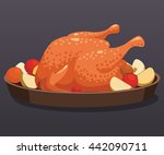 baked chicken with vegetables. craft, icon, restore, game, health, eating