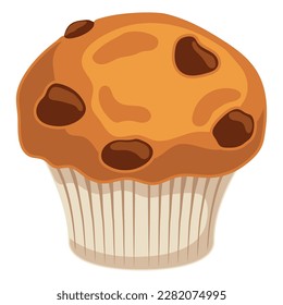 Baked chocolate muffin over white
